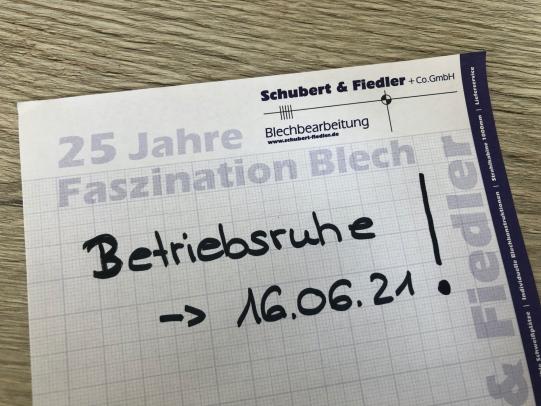 Betriebsruhe am 16.06.2021